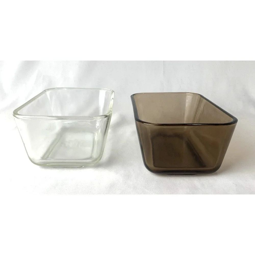 Pyrex Refrigerator Dishes Clear Amber 502-B Set of 2 NO LIDS
